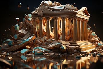 Leinwandbilder - An abstract sculpture inspired by The Parthenon, employing geometric forms and materials to evoke the timeless elegance . 