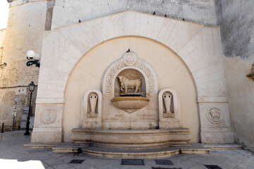 Wall Mural - NARDO', ITALY, JULY 17, 2022 - View of the fountain of the Bull in Nardò, symbol of the town in Saint Dominic square, province of Lecce, Puglia, Italy