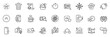 © blankstock - Icons pack as Vip certificate, Legal documents and Logistics network line icons for app include Swipe up, Winner ribbon, Coffee cup outline thin icon web set. Online shopping. Vector