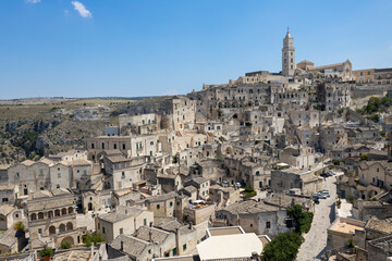 Wall Mural - Wide panoramic view of the stones of Matera, 