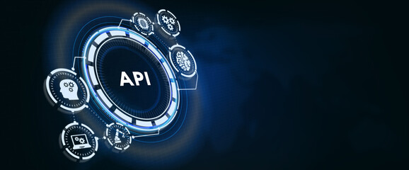 API - Application Programming Interface. Software development tool. Business, modern technology, internet and networking concept. 3d illustration