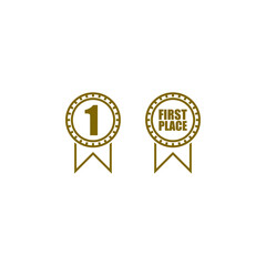 Poster - First place gold badge icon isolated on transparent background