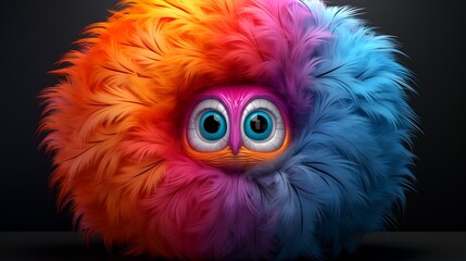 Wall Mural - Close up of colorful furry animal with big eyes.