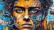 © X-Poser - Urban street art, face of a girl. Fantasy concept , Illustration painting.