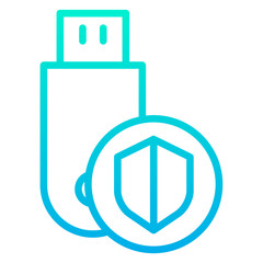 Wall Mural - Outline Gradient Pendrive Protection Shield icon