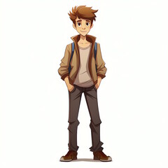 Professional full body teenage boy cartoon vector