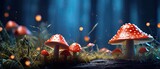 Fototapeta Pokój dzieciecy - Enchanted Mushroom Realm: A Luminous Dance of Nature and Fantasy. Generative AI