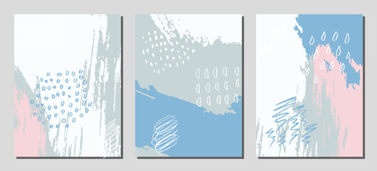 Wall Mural - collection of abstract creative backgrounds. hand painted textures set. trendy graphic artwork for p