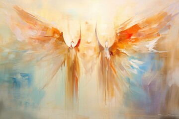 Wall Mural - Celestial beings with wings of pure light and angelic voices - Generative AI