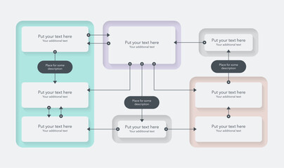 Aufkleber - Process flow diagram template with four sections. Simple infographic template for project data visualization.