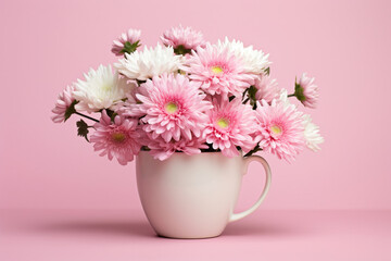 Sticker - Chrysanthemums in pink on a matching background