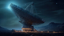 A Radio Telescope Dish, Capturing Signals From Distant Galaxies.