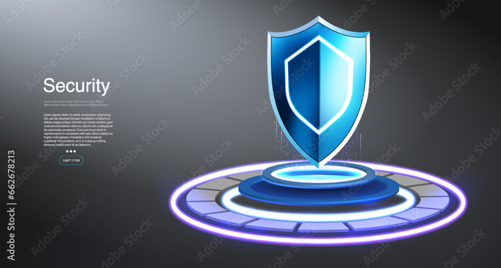 Illustration of a vector security shield with an image of a lock and ...