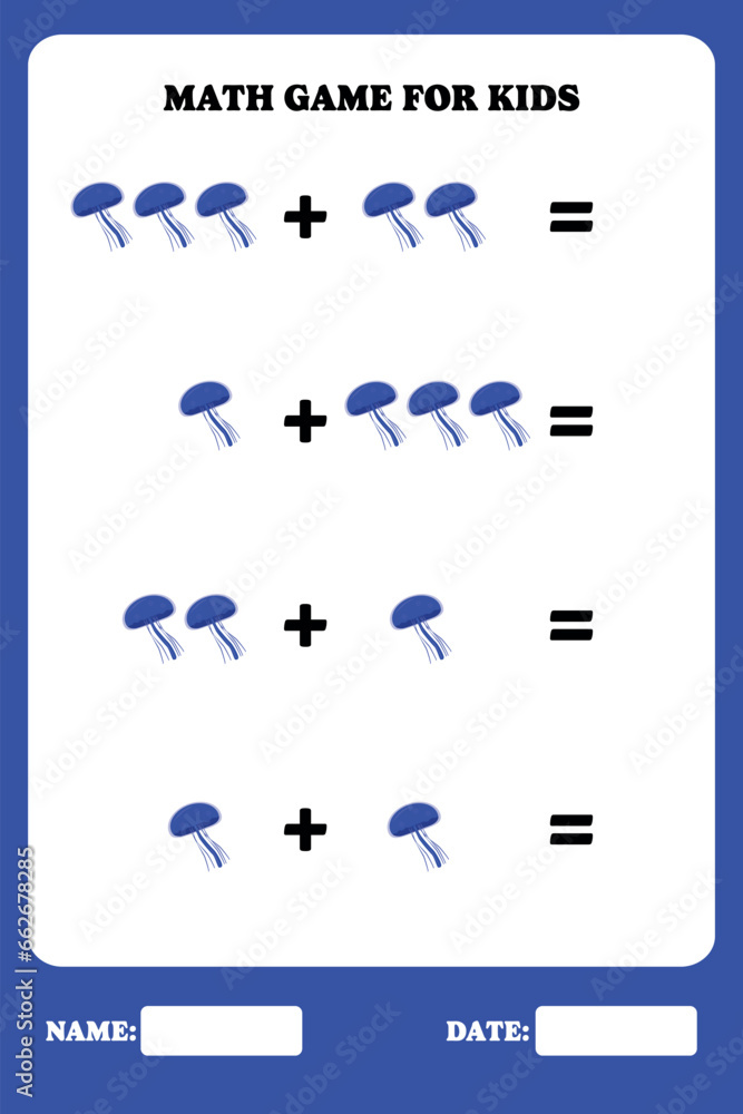 Addition page for kids. Educational math game for children with ...
