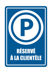 Wall Mural - parking réservé à la clientèle encart obligatoire equipement sécurité travail EPI icones rond et fond bleu