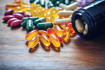 Sticker - a group of supplements with pills full of antioxidants