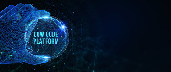 Low Code software development platform technology concept. 3d illustration