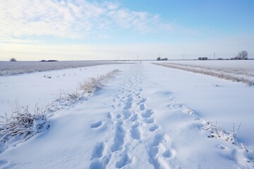 Wall Mural - a snowy field with a path cleared down the center