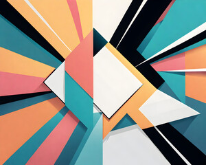 Wall Mural - Abstract retro geometric background with rays of color. Generative AI