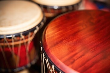 Wall Mural - close-up of djembe drumheads