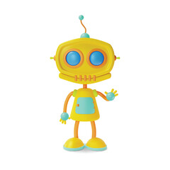 Sticker - 3d Kid Toy Robot Cartoon Style Game and Education Concept Isolated on a White Background. Vector illustration of Cyborg