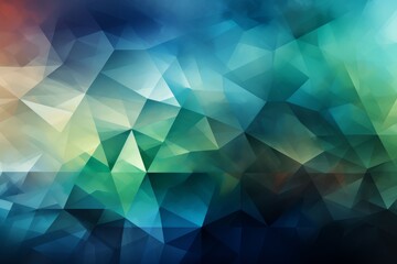 Background of blue and green gradient triangles forming a visually appealing design, Generative AI