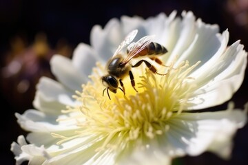 Canvas Print - bee entering a flower for nectar