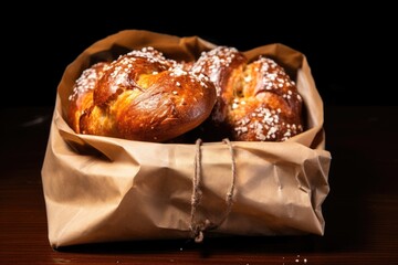 Poster - salted pretzels in a brown paper bag