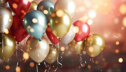 Beautiful Festive Background with Multicolored Balloons