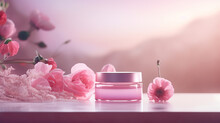 Cosmetic Product Photo In Pink Hue Colour, Illustration, AI Generated
