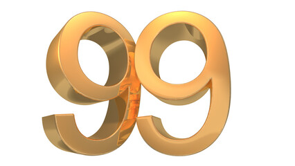 Creative design gold 3d number 99