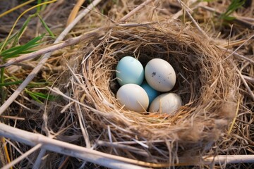 Wall Mural - a nest with two eggs of different bird species