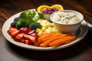 Wall Mural - dairy-free meal option with fruits, vegetables and rice