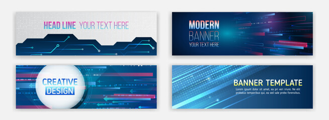 Futuristic digital communication background. Blue Technology cover. Modern banner on the theme of data protection, cyber security, science, data array.