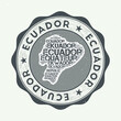 Ecuador seal. Country round logo with shape of Ecuador and country name in multiple languages wordcloud. Authentic emblem. Vibrant vector illustration.