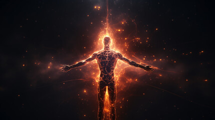 Wall Mural - Exploring the Cosmic Bond: Humanity's Connection to the Universe