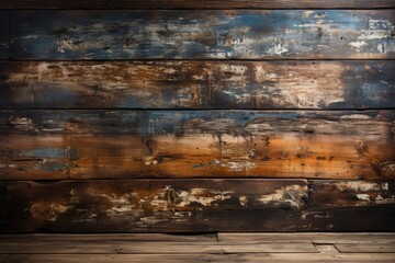Wall Mural - Vintage distressed wood backdrop, Generative AI
