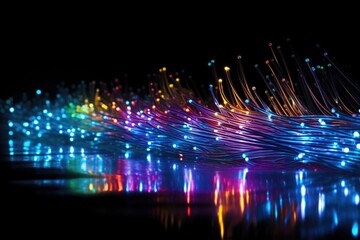 Sticker - fiber optic cables with light glowing at the end