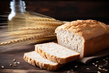 Wall Mural - gluten-free bread placed next to a wheat stalk