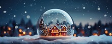 Beautiful Snow Globe With Christmas Tree And House Inside