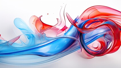 abstract shape with a blue and red wave, in the style of aluminum