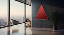 Blank Blank Triangle Red Label Logo In Office Bulding