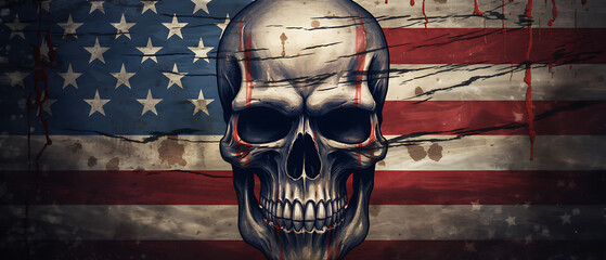 Wall Mural - Skull with American Flag