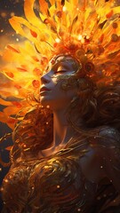 Wall Mural - Sun god fire royalty stock illustration image Ai generated art