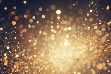 Golden particles and sprinkles background , festive wallpaper . generative AI illustration