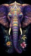 Intricate detailed colorful elephant psytrance picture Ai generated art