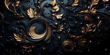 Golden Black Floral Background Pattern