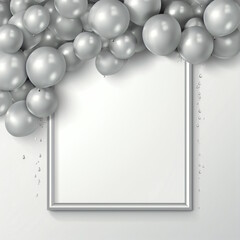 Wall Mural - Grey Balloon Frame of Invitation Card Design Template with White Background.