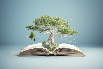 Wall Mural - Tree growing from an open book