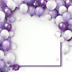 Wall Mural - Lavender Balloon Frame of Invitation Card Design Template with White Background.